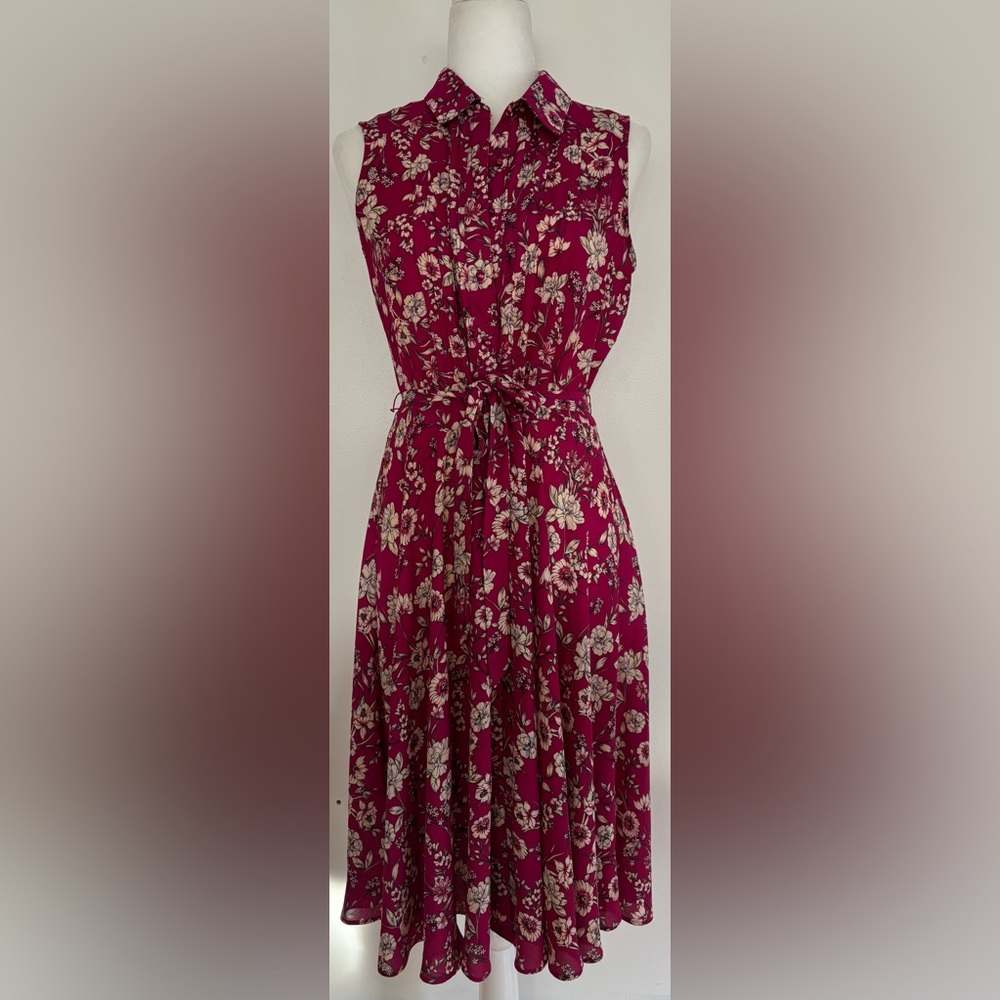 Nanette Lepore sleeveless floral print shirt dress  100% polyester. Size 6